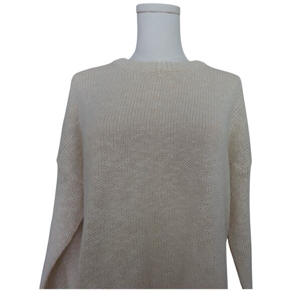 Jenni Kayne Cotton Linen Blend Crewneck Boyfriend Sweater In Ivory Size S - Picture 5 of 13